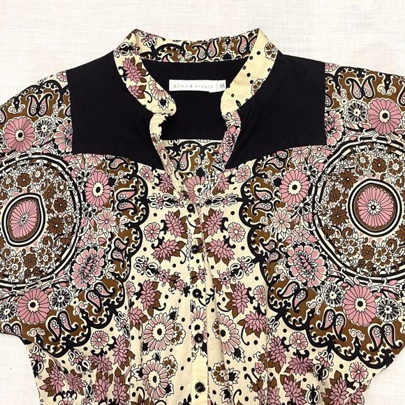 Alice & Trixie Women’s 3/4 Sleeve Silk Blend Top Size Medium - Picture 5 of 6